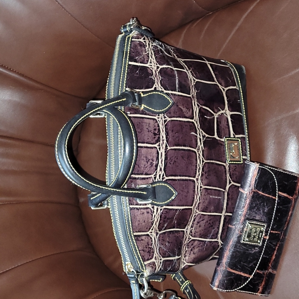❤2X HP❤️Dooney & Bourke Brown Croco Leather "Deana" Satchel w/Matching Wallet❤ - Picture 4 of 17